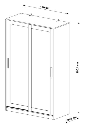 Grey Flynn 1.2m Sliding Wardrobe