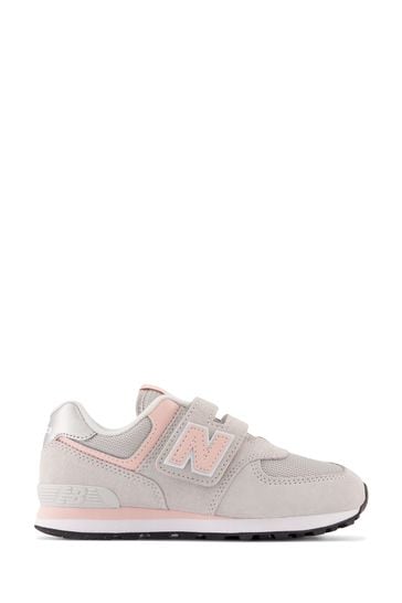 New Balance Grey Girls Hook And Loop 574 Trainers