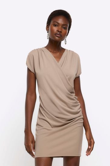Ruched shop wrap dress