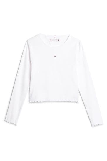 Buy Tommy Hilfiger Kids Essential Long Sleeve White T-Shirt from Next USA | T-Shirts
