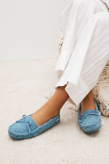 Buy Blue Towelling Moccasins Slippers from Next Ireland