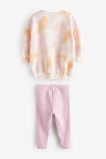 Buy Pink Tie Dye Crew Sweatshirt and Leggings Set 3mths 7yrs from Next Slovenia