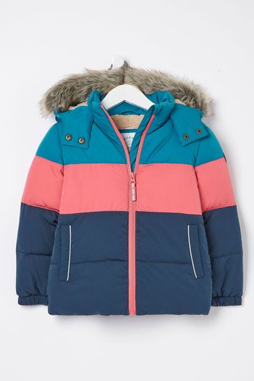 FatFace Blue Pink Elsie Padded Jacket