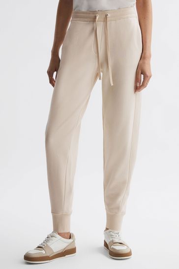 Buy Reiss Ivory Bronte Cotton Drawstring Cuffed Joggers from Next