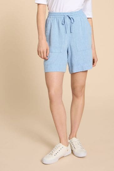 White Stuff Blue Elle Linen Blend Shorts