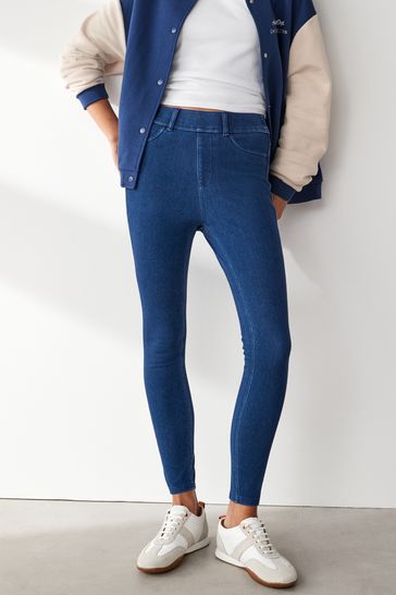 Buy Dark Blue Jersey Denim Leggings from Next Bahrain