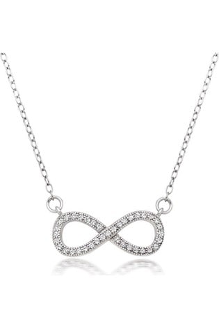 Beaverbrooks Silver Infinity Cubic Zirconia Necklace