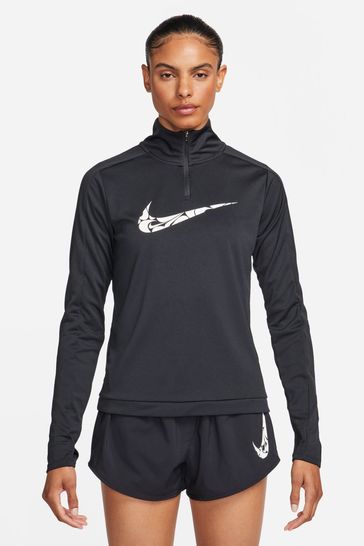 Camiseta intermedia negra con media cremallera Swoosh Dri-FIT de Nike