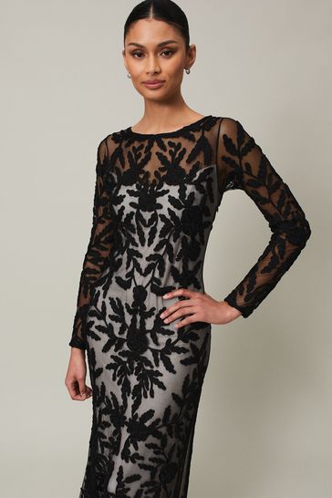 Phase Eight Hermione Tapework Maxi Black Dress