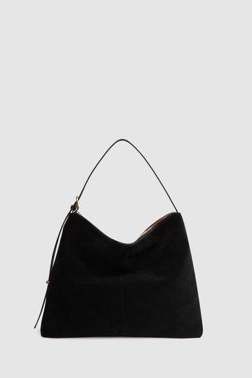 Black outlet suede handbag