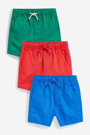 Red/Cobalt/Green Pull On Shorts 3 Pack (3mths-7yrs)