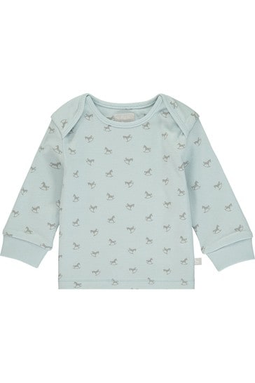 The Little Tailor Blue All Over Print Rocking Horse Jersey Top