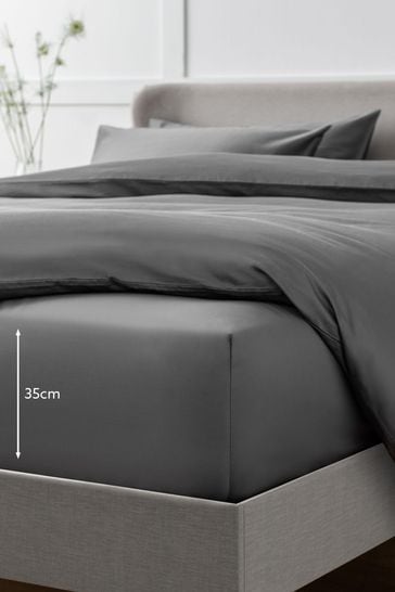Charcoal Grey Collection Luxe 400 Thread Count Deep Fitted 100% Egyptian Cotton Sateen Deep Fitted Sheet