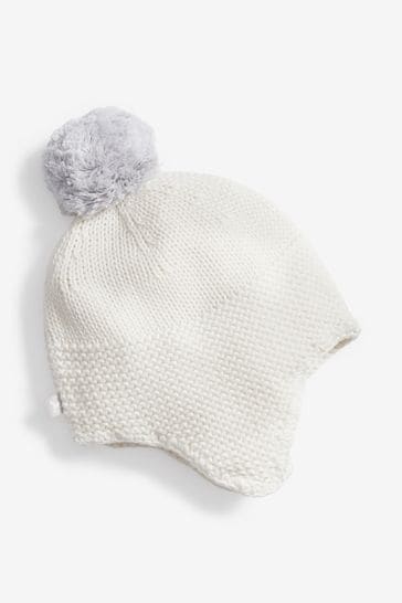 The Little Tailor Baby Knitted Trapper Hat with Pom Pom