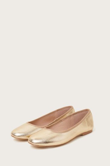 Gold leather clearance flats