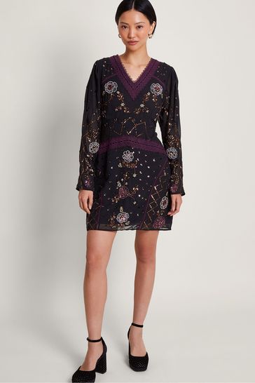 Monsoon Black Embellished Ariah Tunic Dress