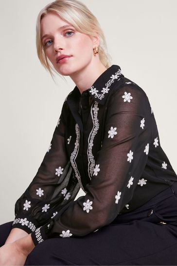 Monsoon Black Embroidered Fiori Blouse