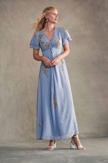 Monsoon Blue Kendra Embellished Maxi Dress