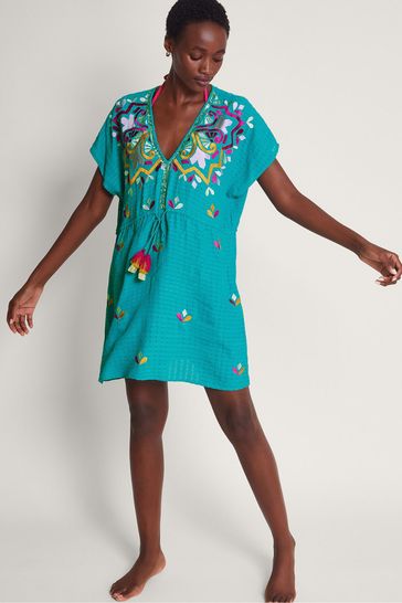 Buy Monsoon Blue Bonita Embellished Kaftan from Next Luxembourg