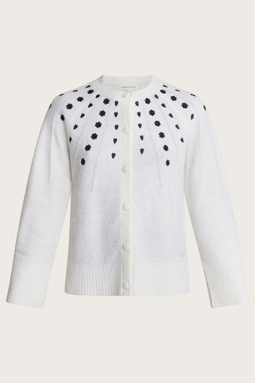 Monsoon White Elle Embroidered Cardigan