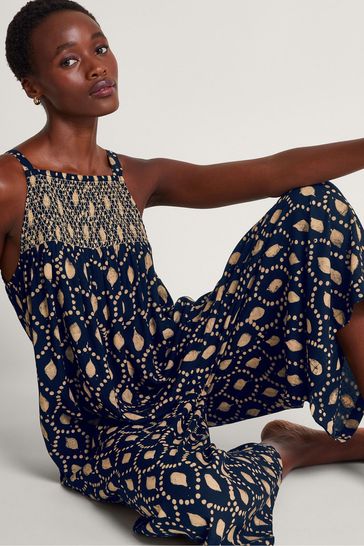 Buy Monsoon Rhea Batik Dye Blue Jumpsuit from Next Luxembourg