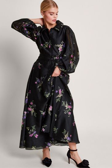 Monsoon Black Floral Lizza Shirt Dress