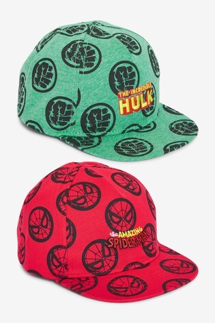 Red/Green Marvel® 2 Pack Caps (1-10yrs)