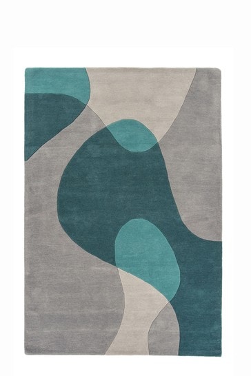 Asiatic Rugs Teal Blue Matrix Abstract Wool Rich Rug