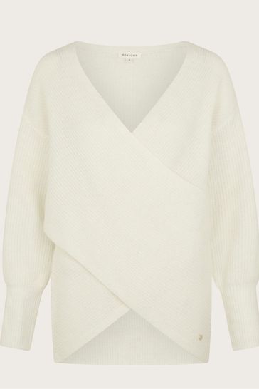Monsoon White Wrap Pippa Jumper