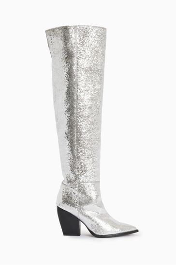 AllSaints Silver Reina Metallic Boots