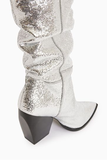 Knee high silver boots online