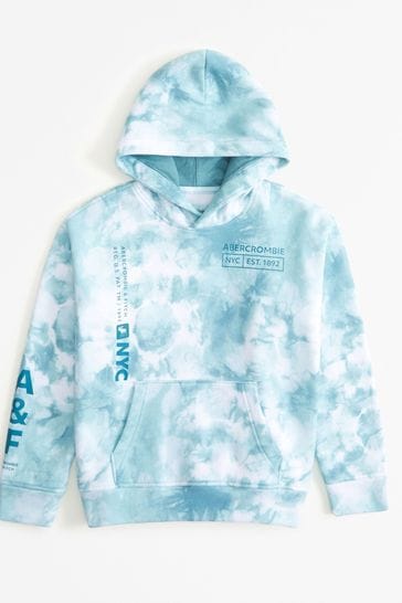 Abercrombie & Fitch Blue Tie-Dye Abstract Logo Hoodie
