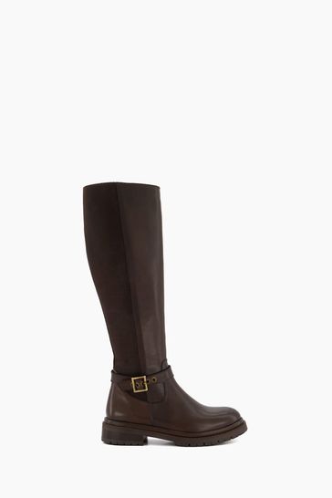 Buy Dune London Teller Cleated Buckle Knee High Black Boots from