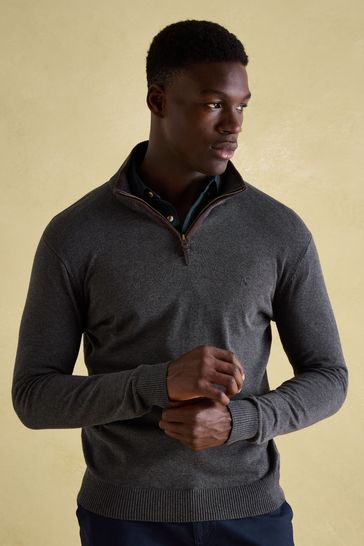 Buy Joules Hillside Charcoal Grey Quarter Zip Knit Jumper from Next Denmark