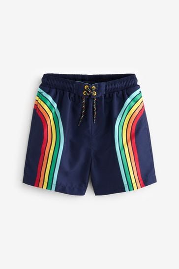 Little Bird by Jools Oliver Navy Blue Rainbow Swim Board Shorts