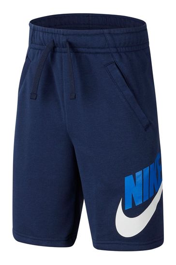 Navy blue nike fleece shorts discount