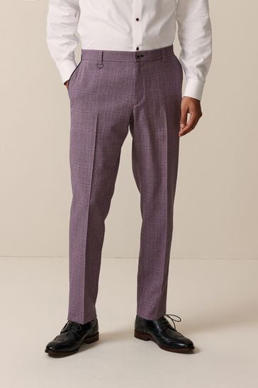 Pink Slim Check Smart Trousers