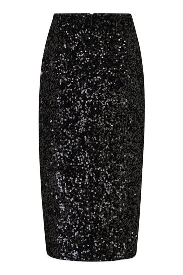 Black velvet sales sequin pencil skirt