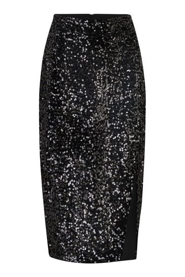 Black sequin velvet skirt 2025