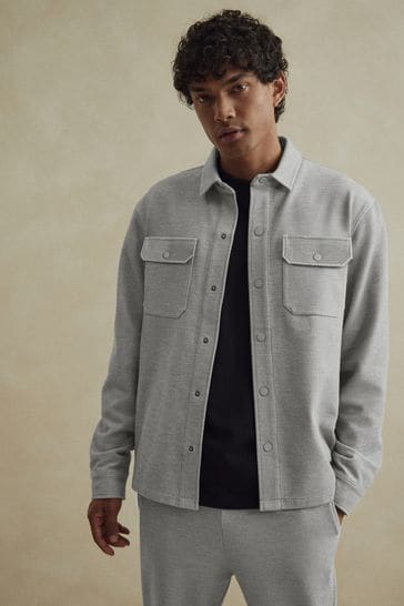 Grey Premium Texture Jersey Shacket