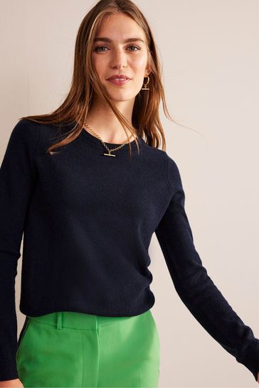 Boden Blue Eva Cashmere Crew-Neck Jumper