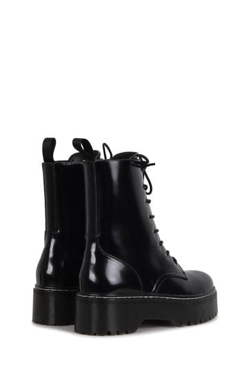 Buy Linzi Black Hunter Lace Up Ankle Boots with Platform Sole from