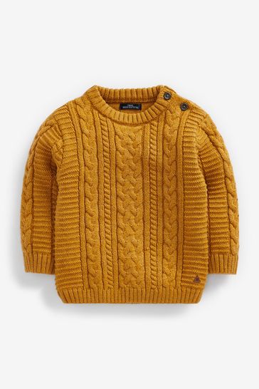 Ochre Yellow Cable Crew Jumper (3mths-7yrs)