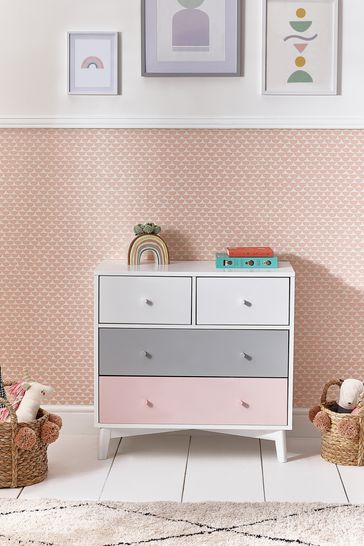 Pink Quinn Kids Nursery 4 Drawer Chest Of Drawers