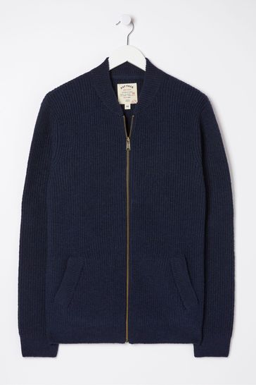 Buy FatFace Blue Brighton Knitted Bomber Cardigan from Next Luxembourg