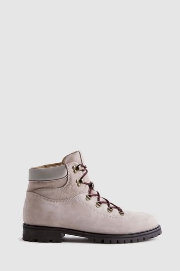 Reiss Stone Ashdown Leather Hiking Boots