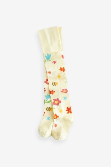 Buy Yellow Cotton Rich Bee Floral Tights from Next USA