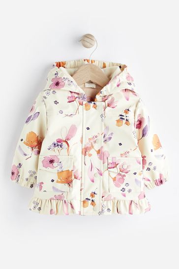 Pink/Cream Floral Rubberised Baby Jacket (0mths-2yrs)