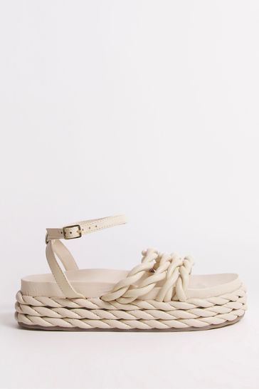 Buy Simply Be Cream Kiara Rope Flatform Wide Fit Sandals from Next