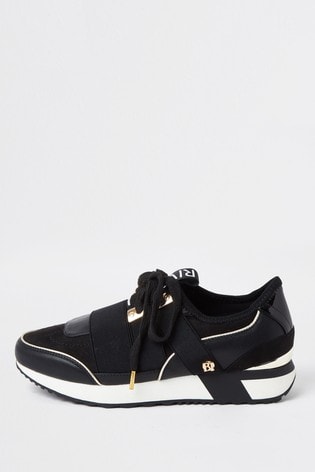 River Island Black Pull-On Runner Trainers
